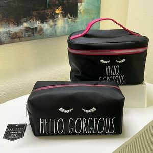 🎀 (2) Rae Dunn “Hello Gorgeous” vanity bags